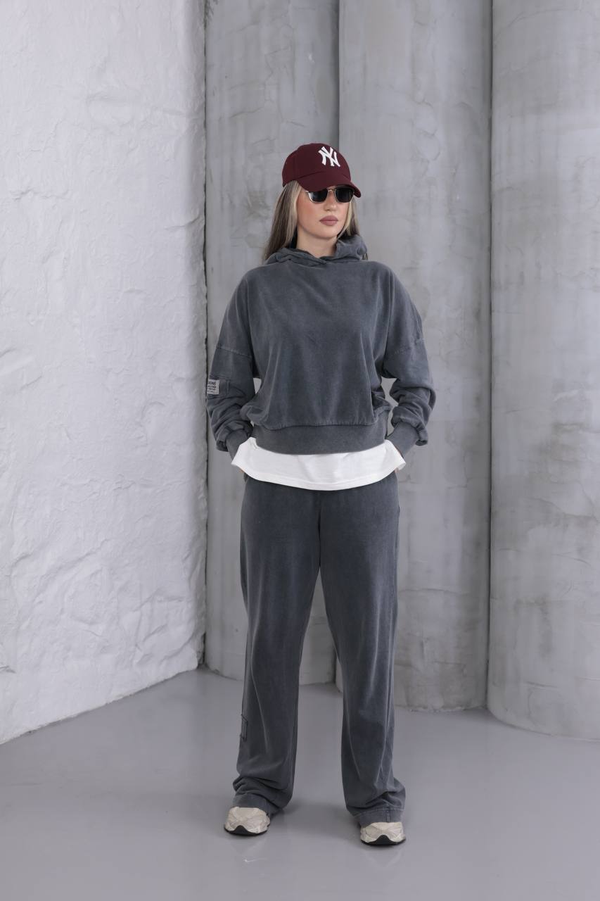 Yıkamalı 2 iplik Eşofman Takım  - Gri