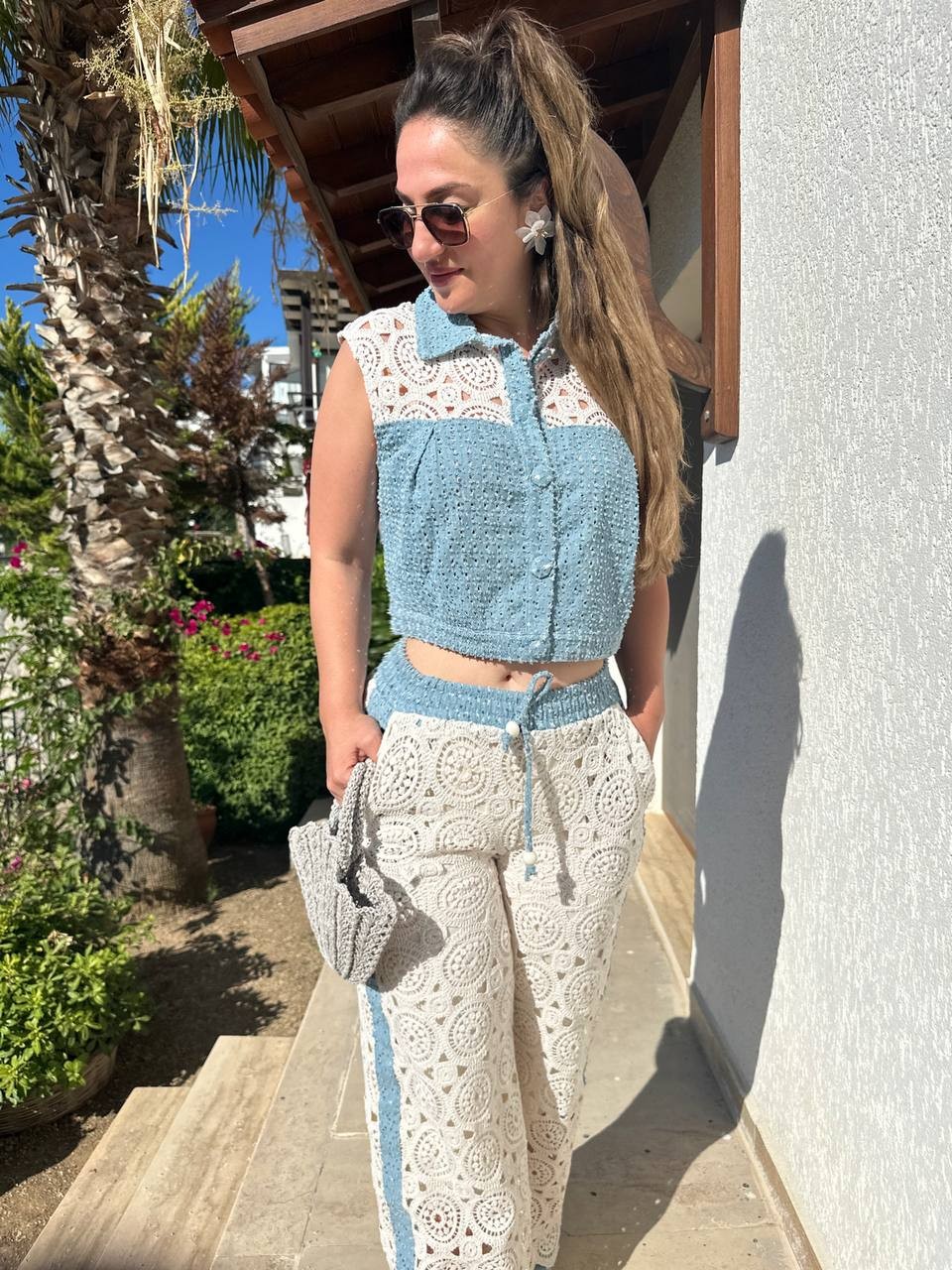 TASARIM Soft Payetli Jean Pamuk Dantelli Pantolon