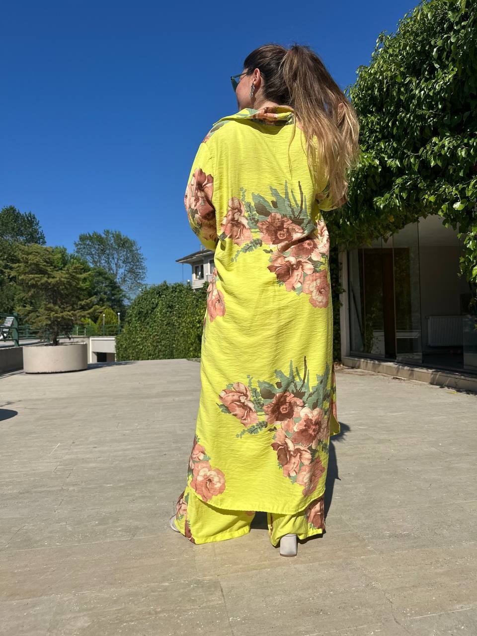Çiçek Desenli Tunic Pantolon İkili Takım