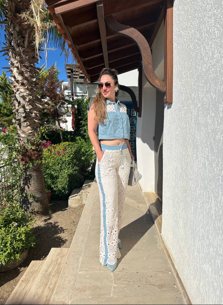 Premium Tasarım Örgü Jean Bluz