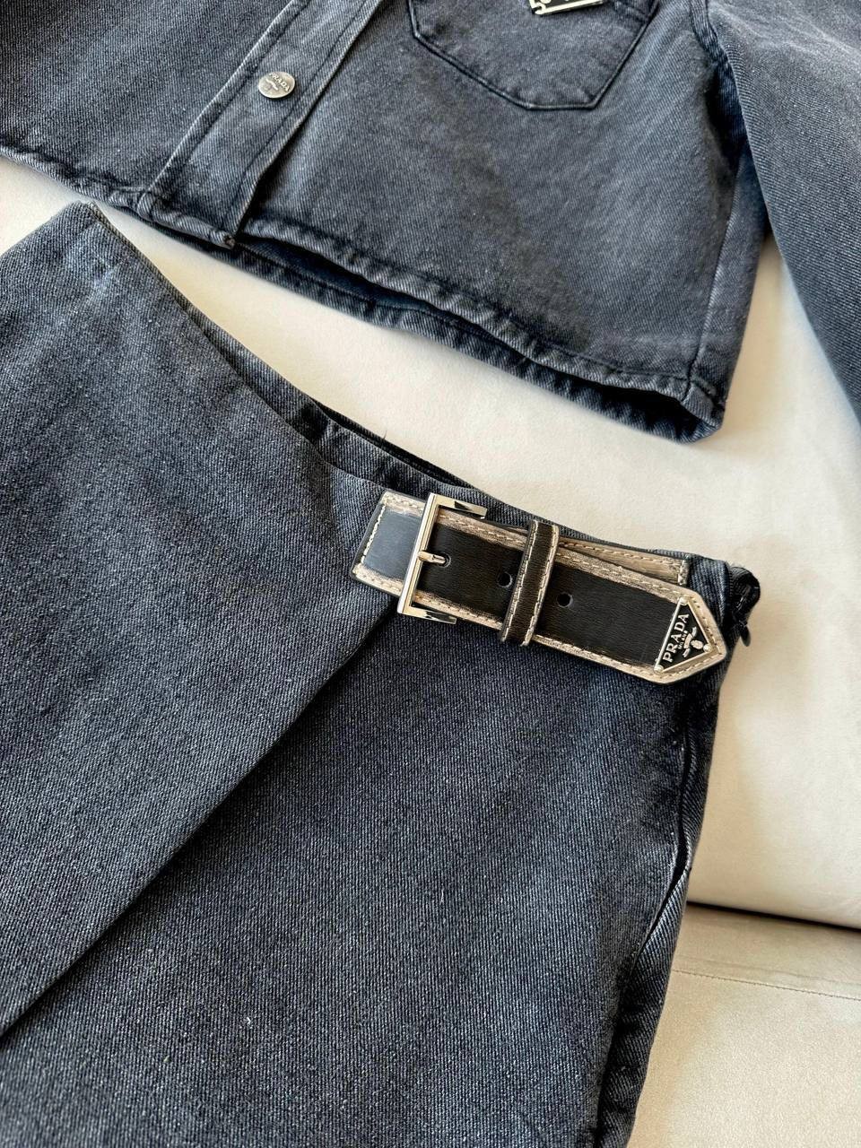 Prada Etek Kemer Detaylı Kot Takım