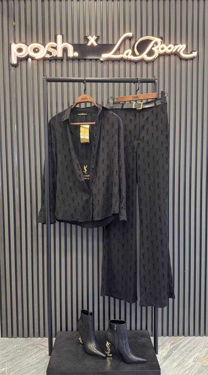 İthal Ysl Double Dubai Kumaş Flok Deteylı Kumaş 3’lü Takım Kemer Dahil
