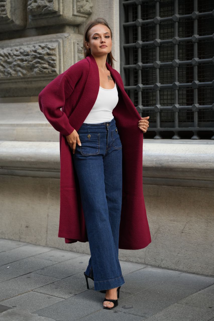 Uzun Hırka (Boy 130 cm) Bordo