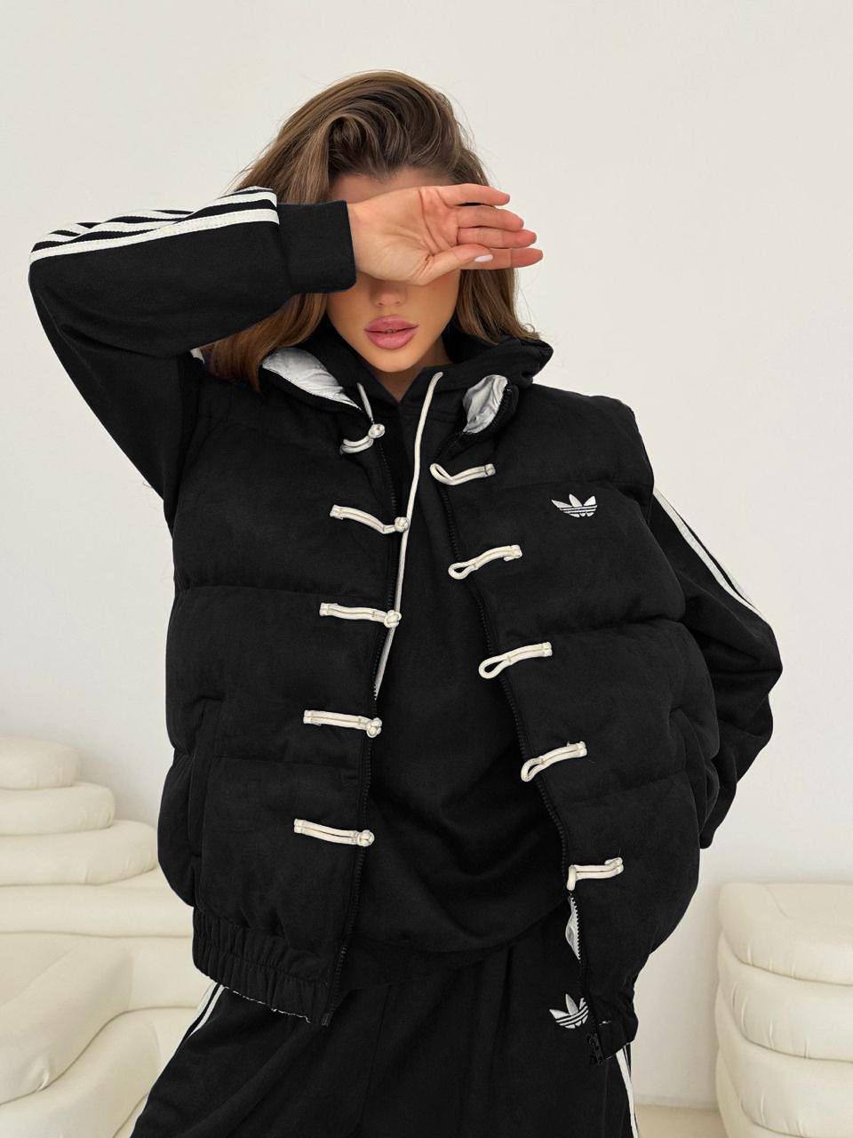 İTHAL ADİDAS ŞİŞME YELEK FULL COMPACT 3İPLİK ŞARDONLU DETAYLI 3 lü SPOR TAKIM