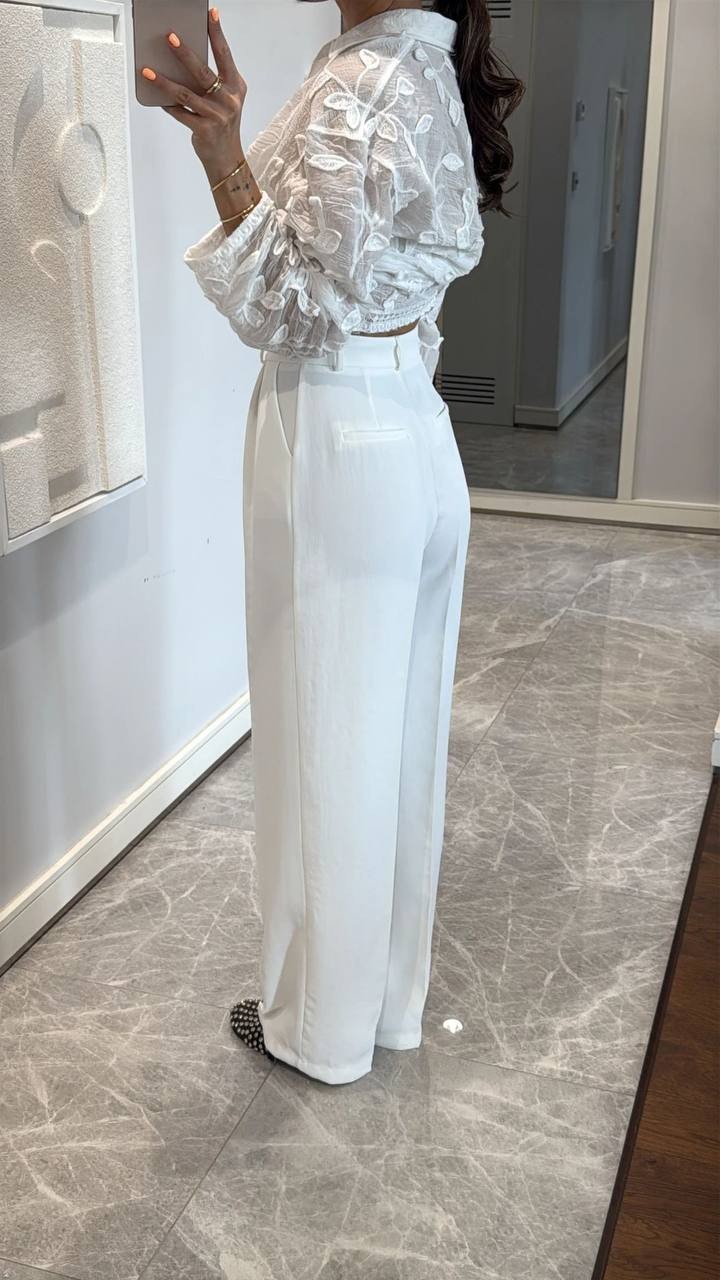  İç Göstermeyen Beyaz Renk Perry Fashion Dokuma Pantolon