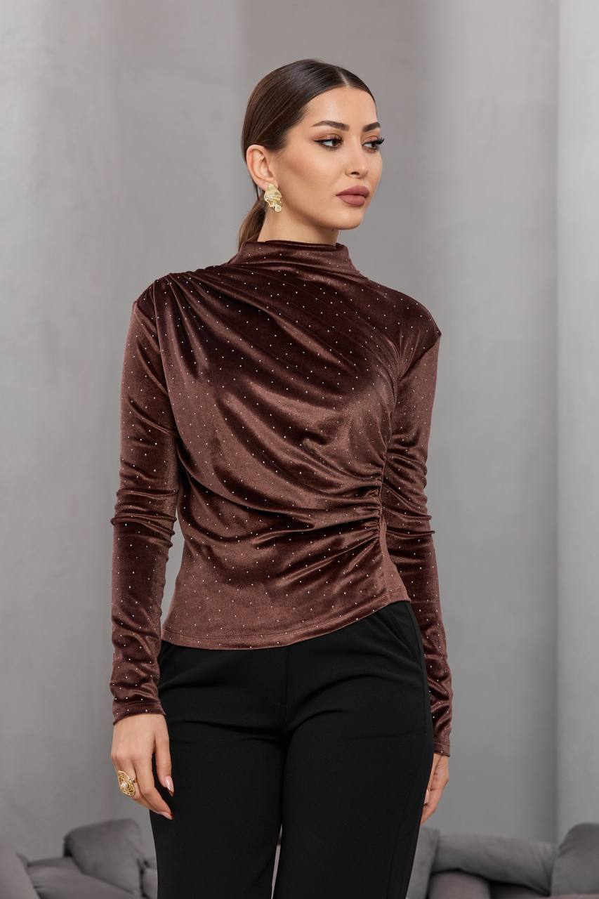 Kadife Taşlı Bluz