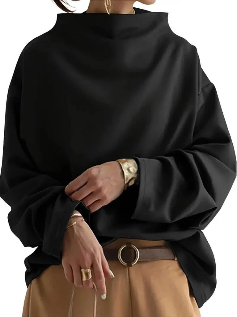 UZUN KOLLU GENİŞ BALIKÇI YAKA MODAL BLUZ