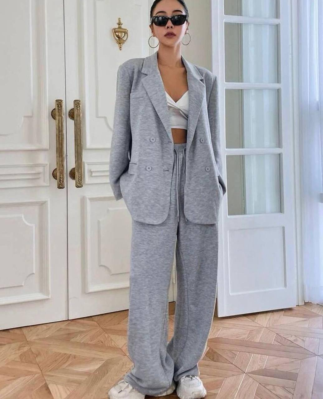 2 Pamuklu ithal iki iplik Takım Geniş Paça JOGGER Pantolon Ceket Takım 