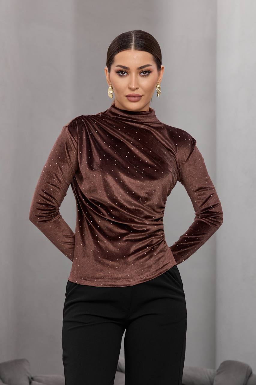 Kadife Taşlı Bluz
