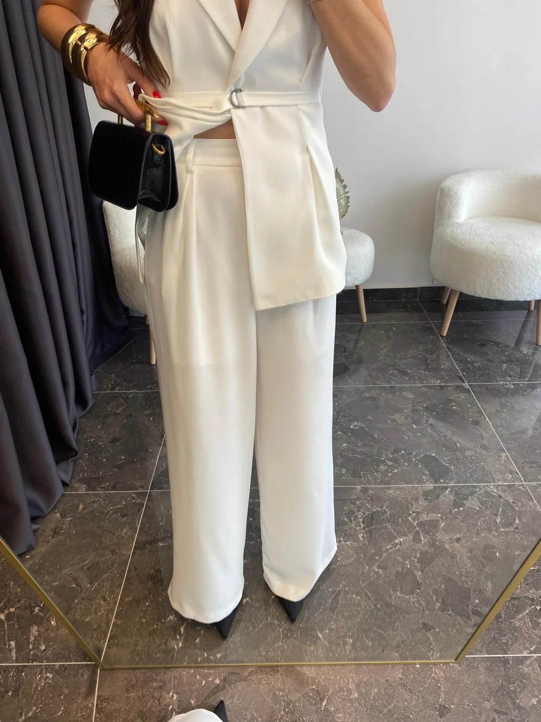 Premium Kalite Beyaz Yelek Pantolon Takımı