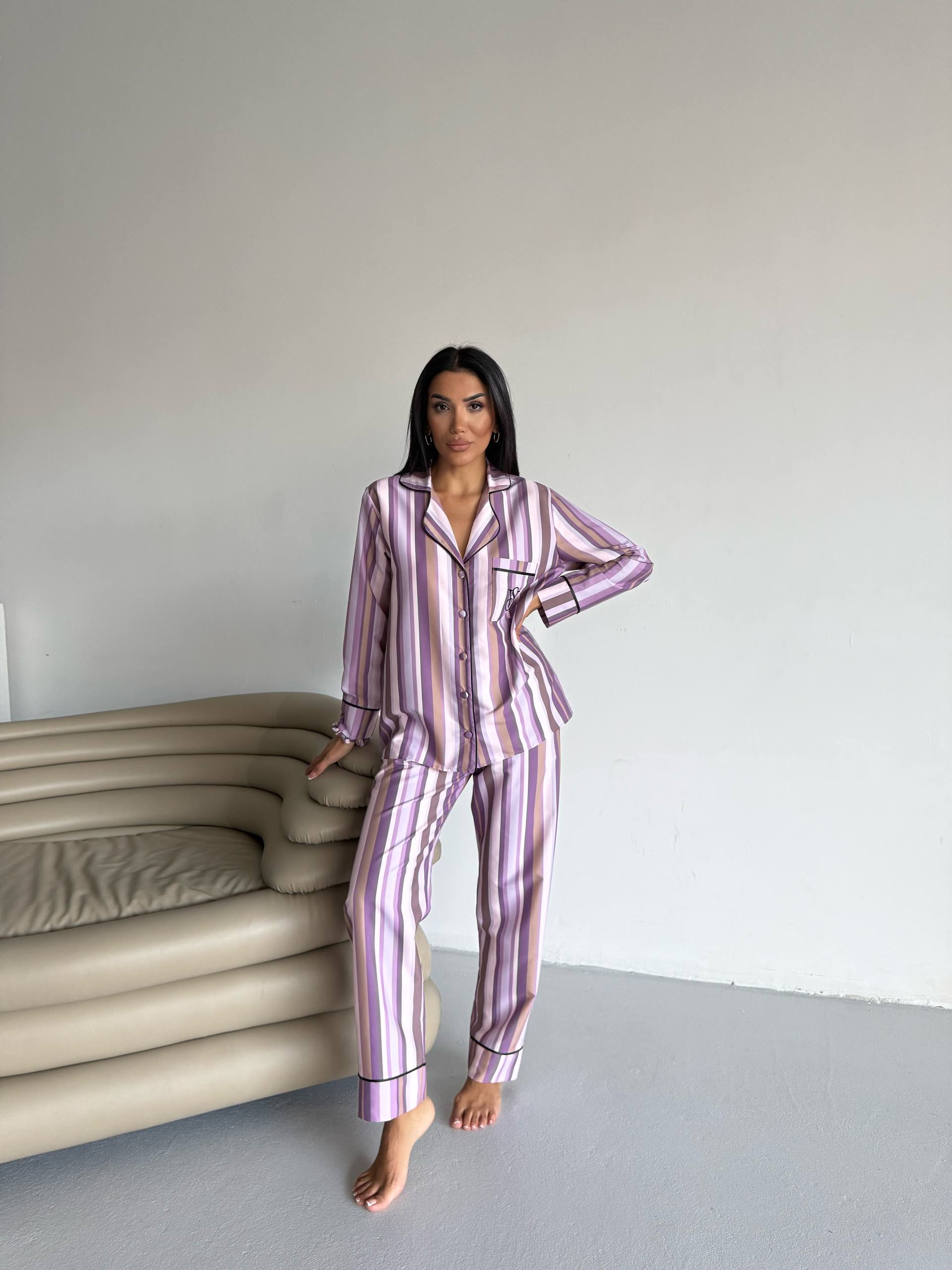 Victoria’s Secret,Mor Çizgili Pijama Takımı Toka Hediyeli