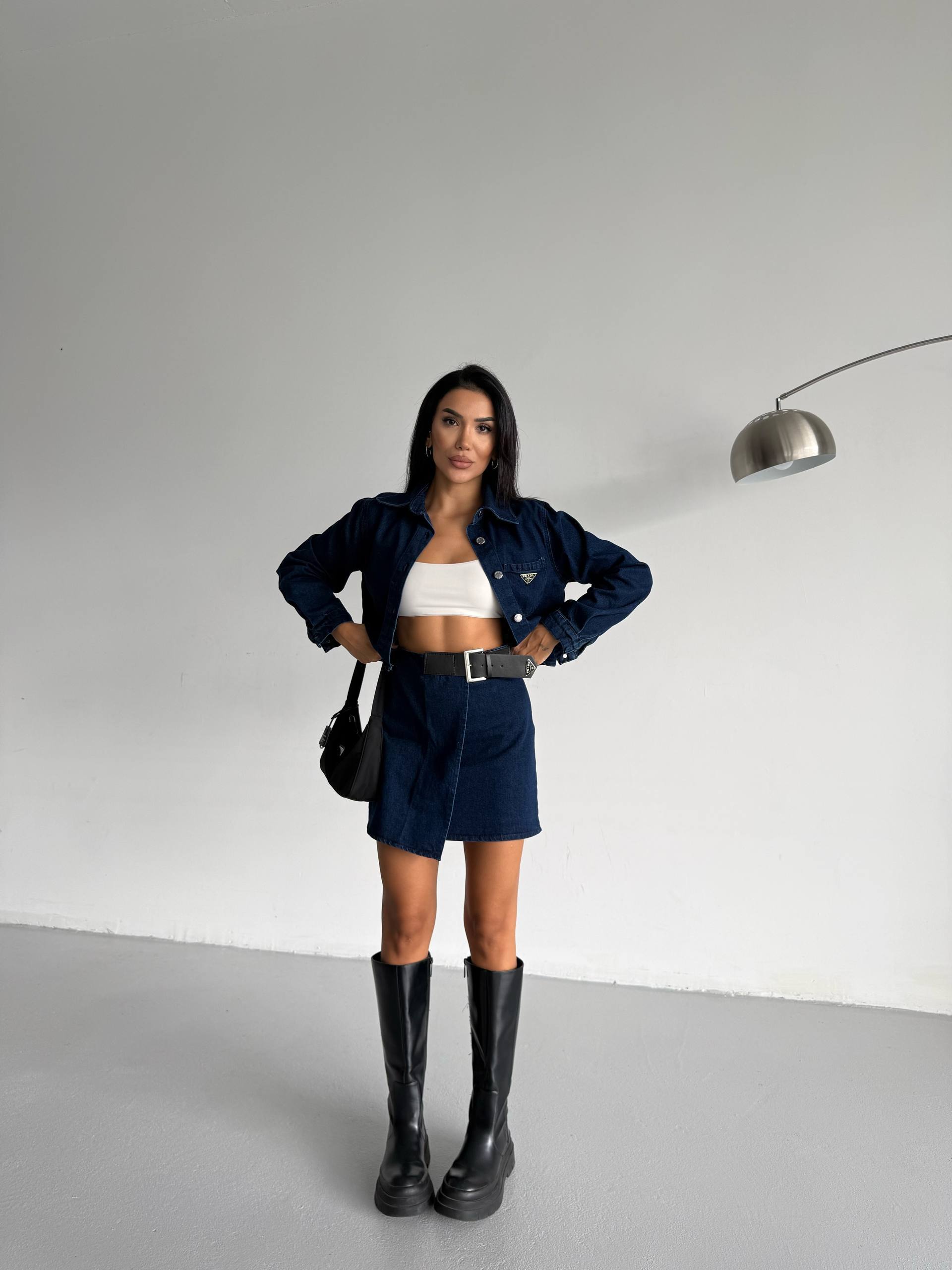 Prada Etek Kemer Detaylı Kot Takım