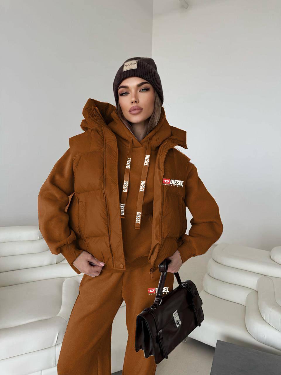 İTHAL DIESEL ŞİŞME YELEK  3İPLİK ŞARDONLU SPOR 3 lü TAKIM