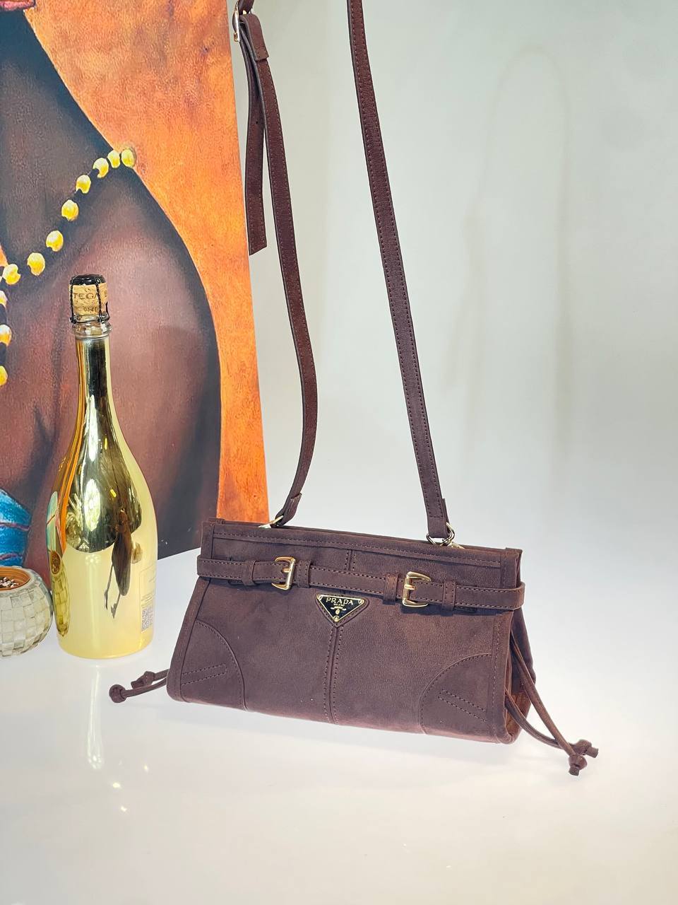 PRADA SUET ÇANTA (YUKSEKLIK 14 CM GENİŞLİK 26 CM )