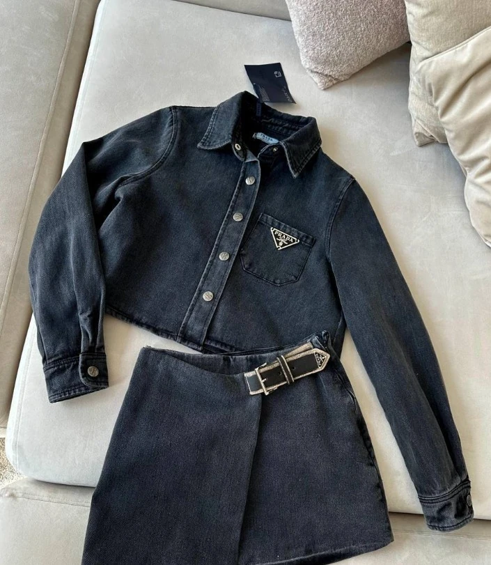 Prada Etek Kemer Detaylı Kot Takım