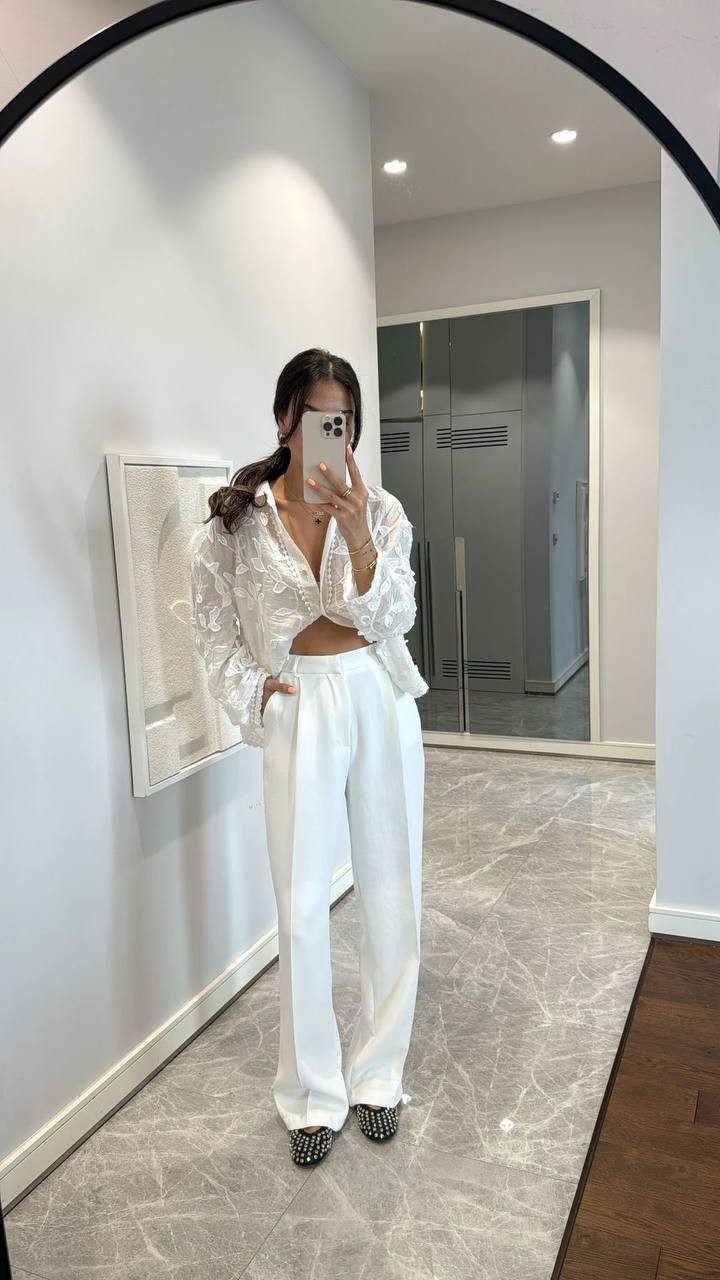  İç Göstermeyen Beyaz Renk Perry Fashion Dokuma Pantolon