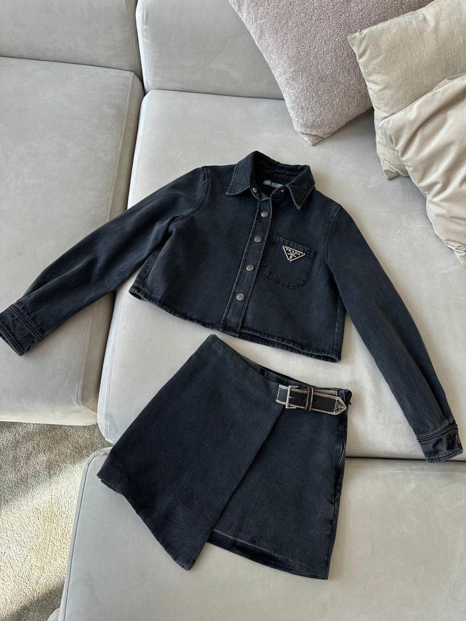 Prada Etek Kemer Detaylı Kot Takım
