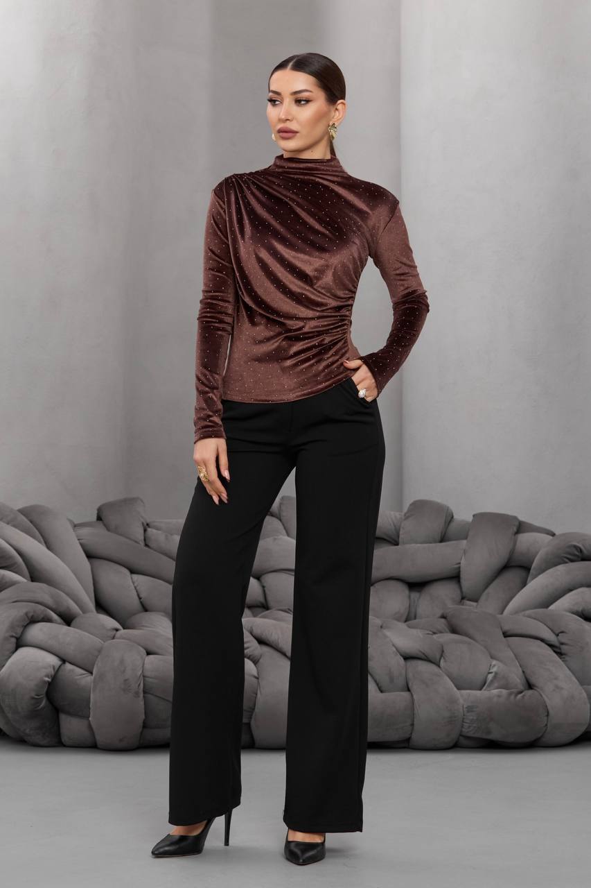 Kadife Taşlı Bluz