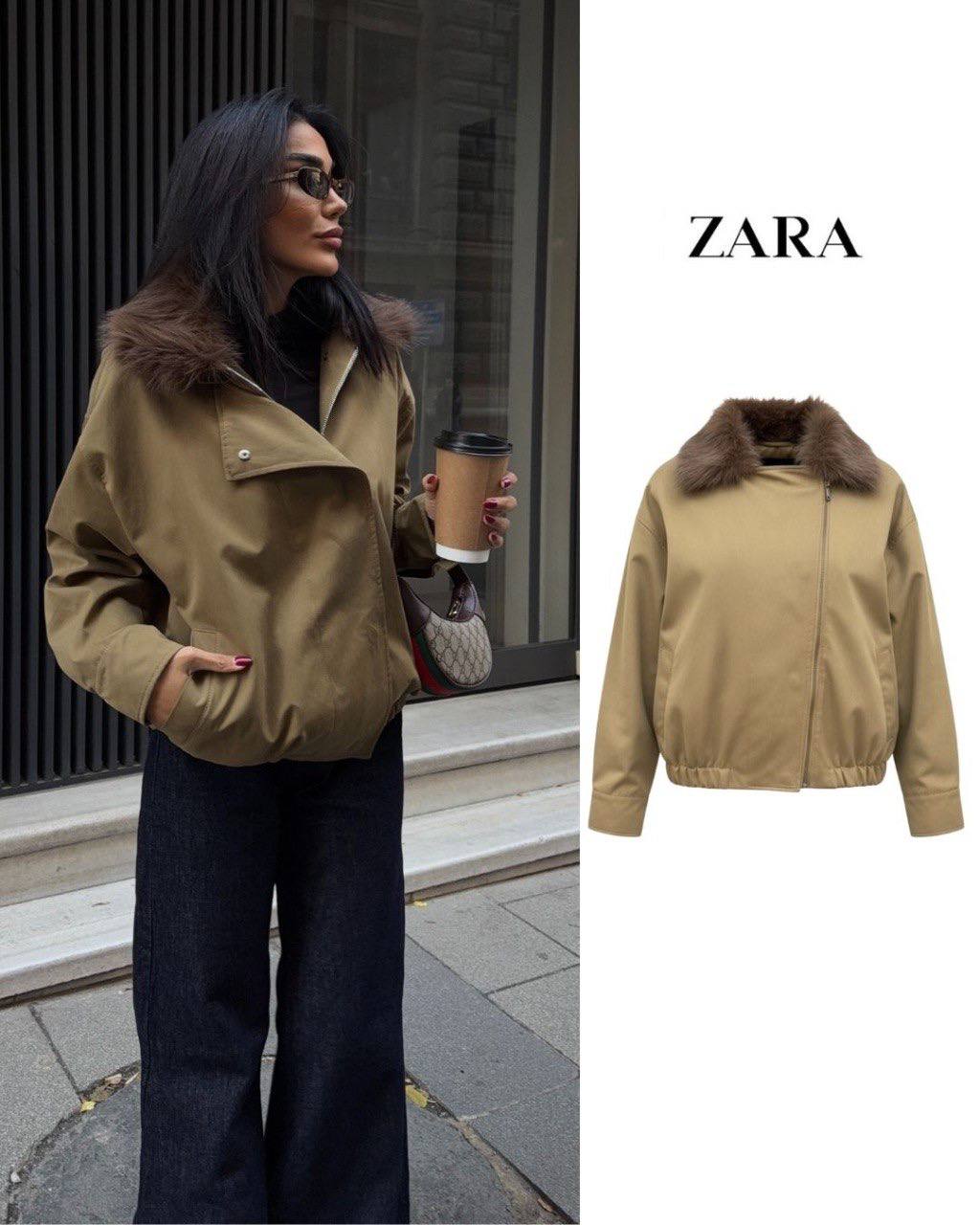 Zara Yaka Tüy Detaylı Mont