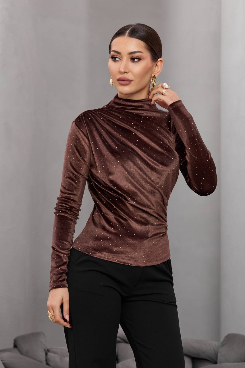 Kadife Taşlı Bluz