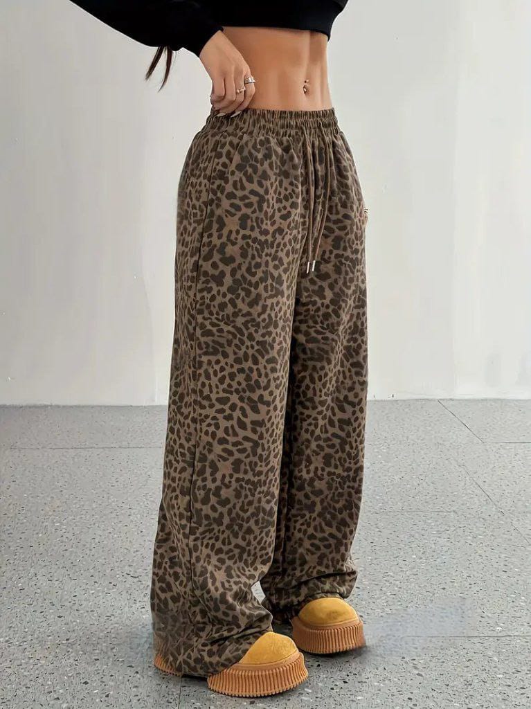 YÜKSEK BEL LASTİKLİ BAĞCIKLI GENİŞ KESİM İKİ İPLİK PANTOLON