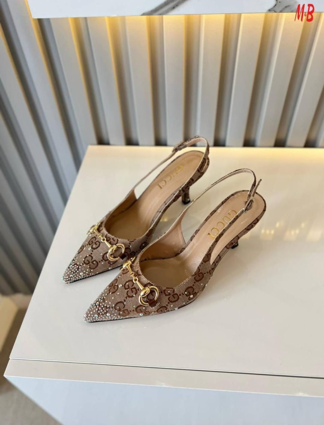 Gucci İthal taşlı topuklu ayakkabı