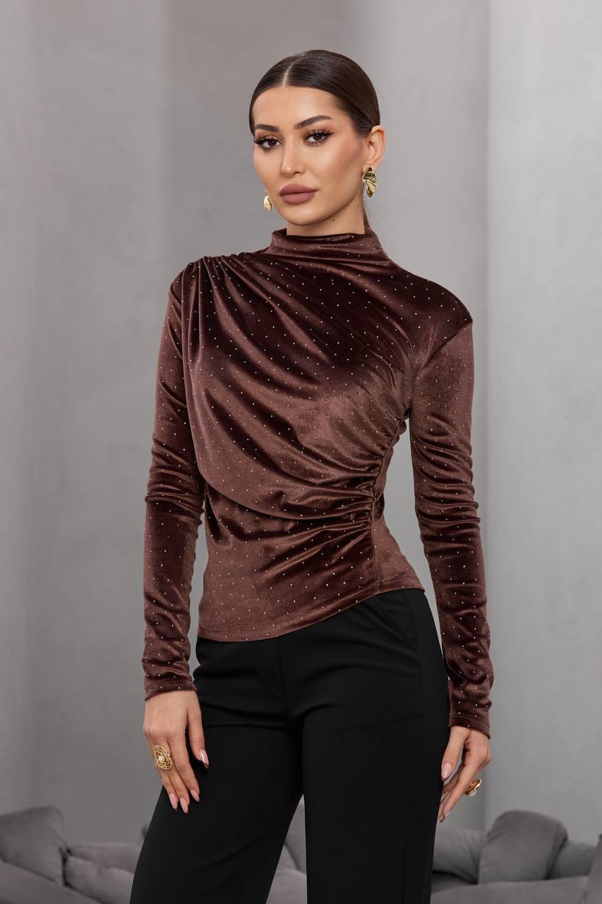 Kadife Taşlı Bluz