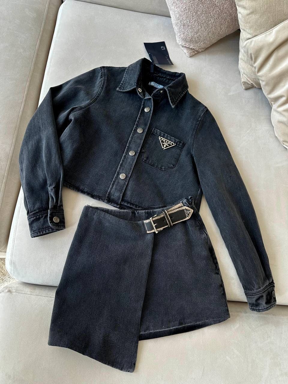 Prada Etek Kemer Detaylı Kot Takım