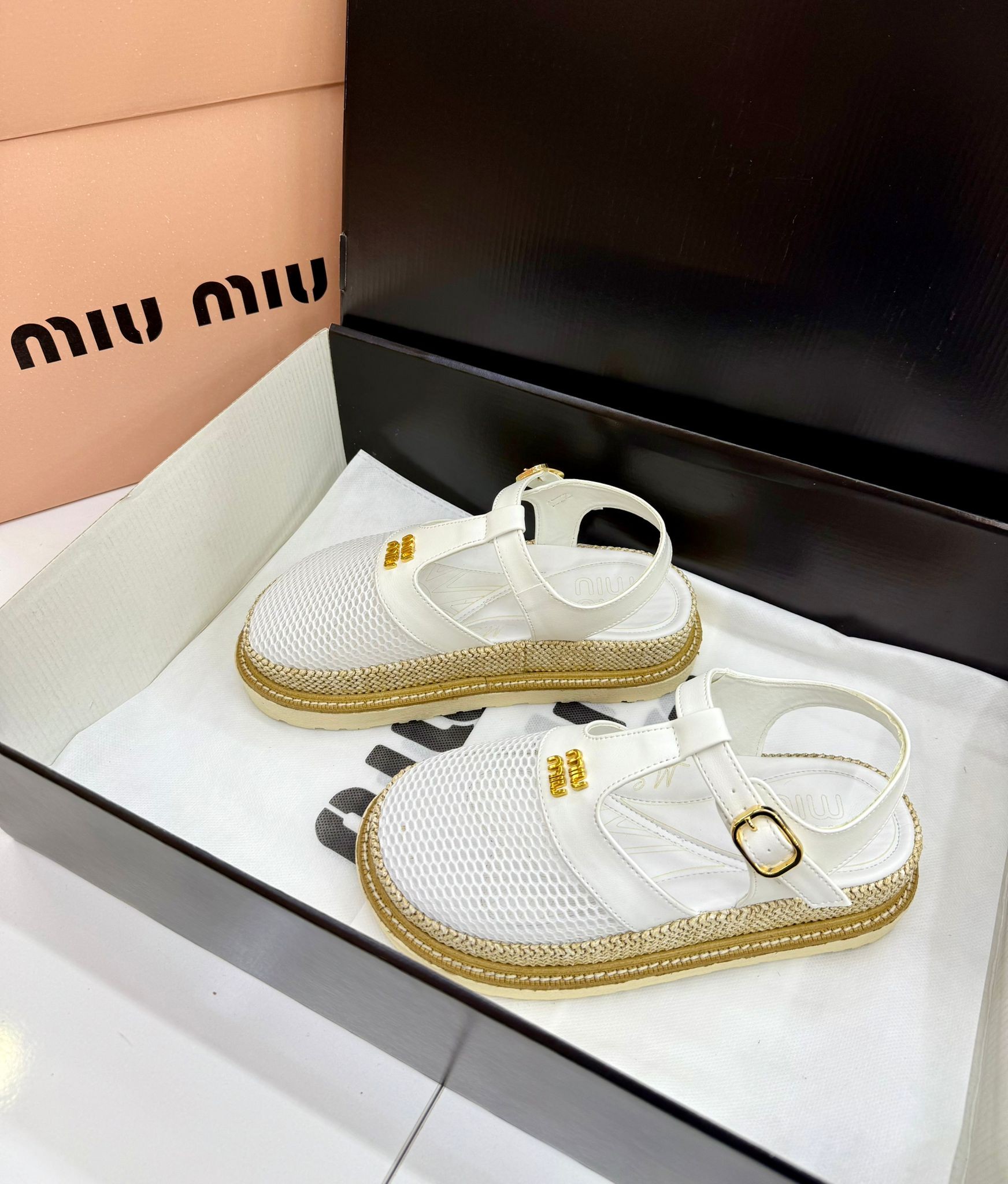 MIU MIU  Leopar Sandelet ve Çanta seti BEYAZ