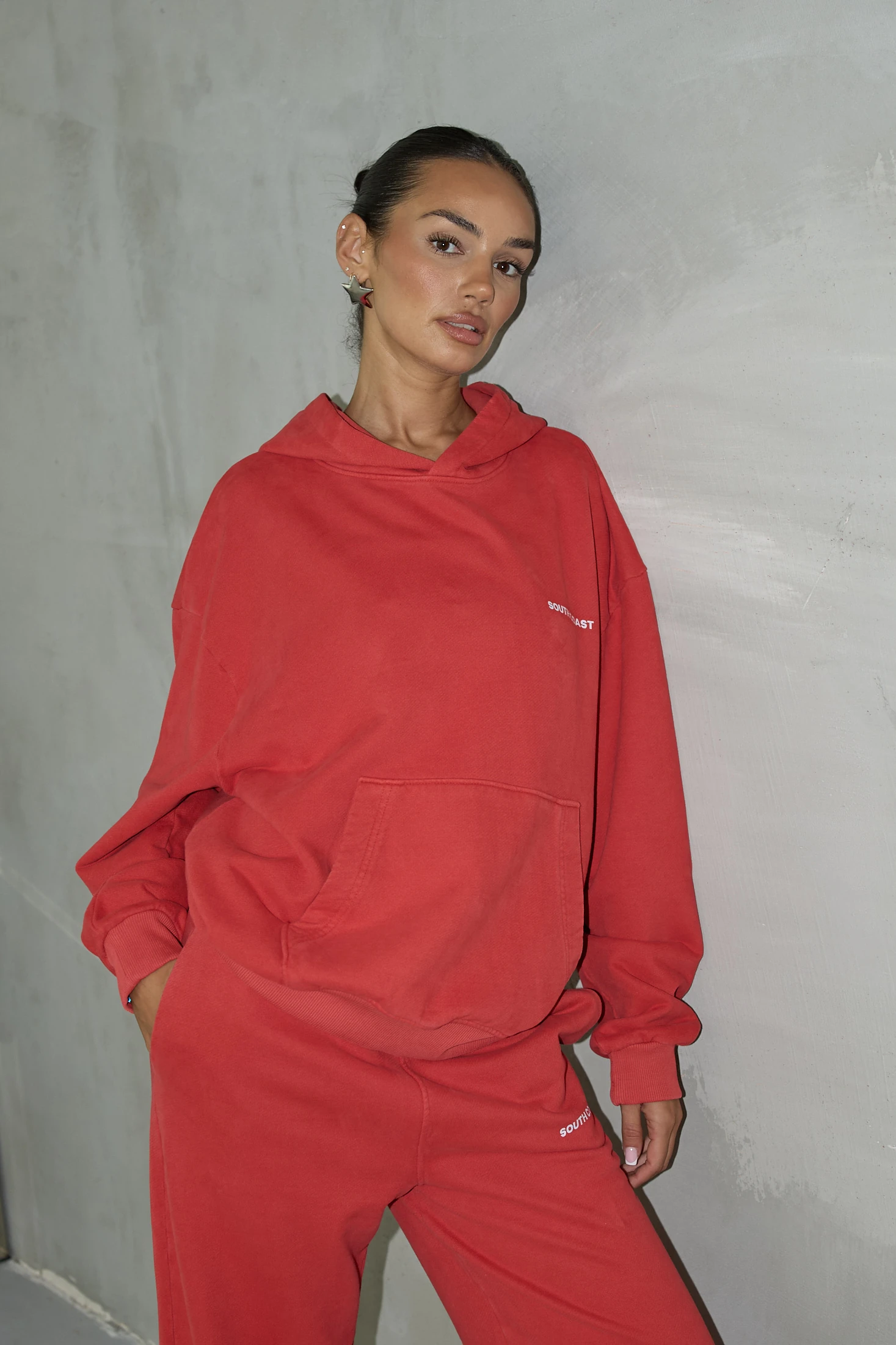 Sırt Baskılı Kapüşonlu Sweatshirt Ve Eşofman Pantolon Takım