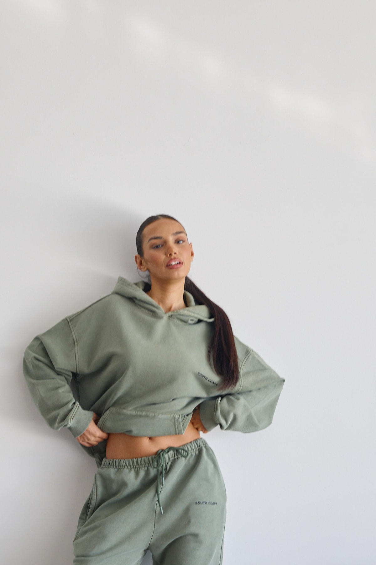 Soluk Efektli Hoodie Sweatshirt