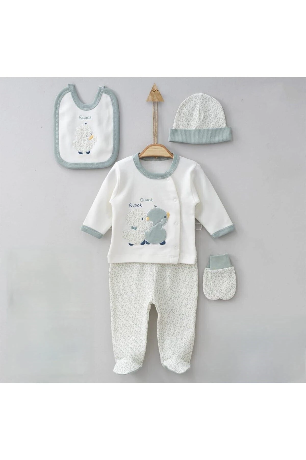 7625GB BEBE ERKEK 0-3 AY ÖRDEK NAKIŞLI 5Lİ SET