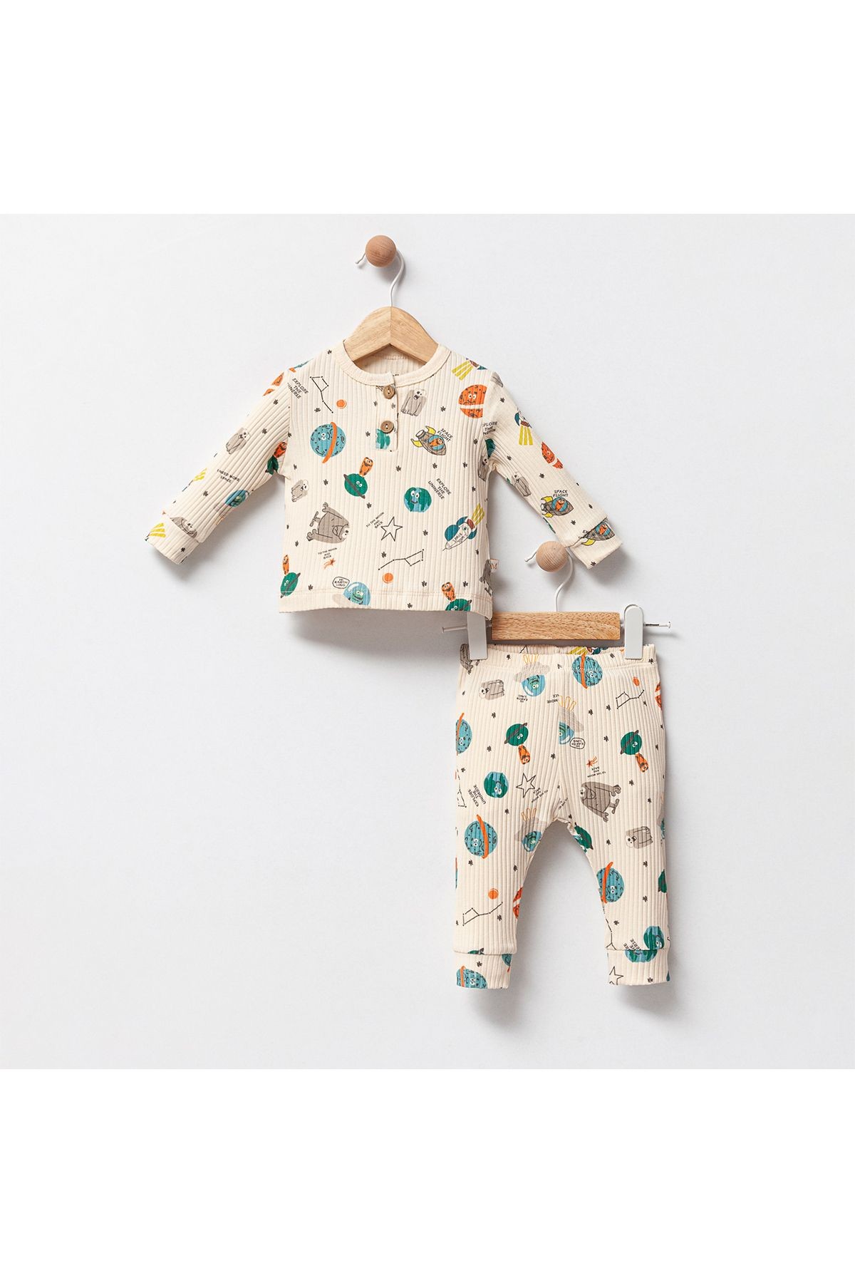 Uzay Temalı Eğlenceli Unisex Bebek Giyim Seti