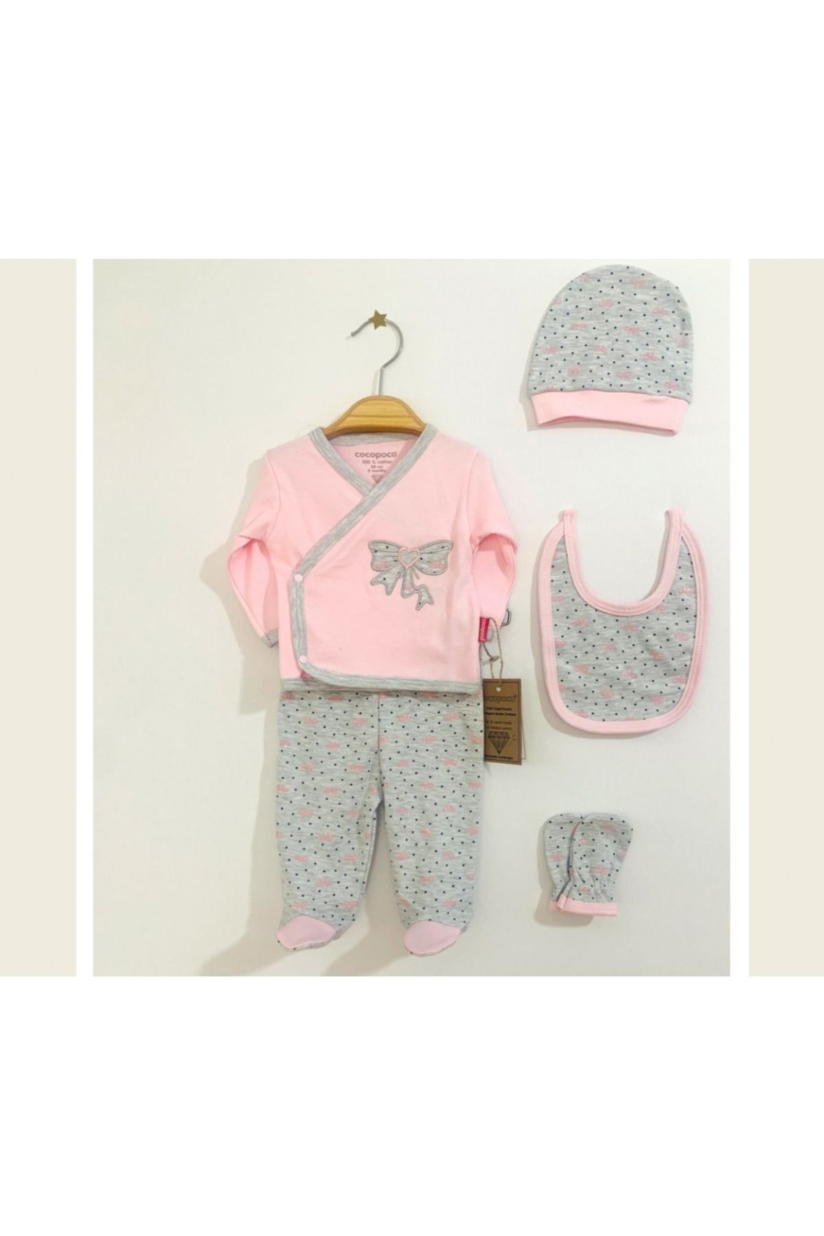 Desenli Yenidoğan Unisex Bebek Hastane Çıkışı 5'li Set