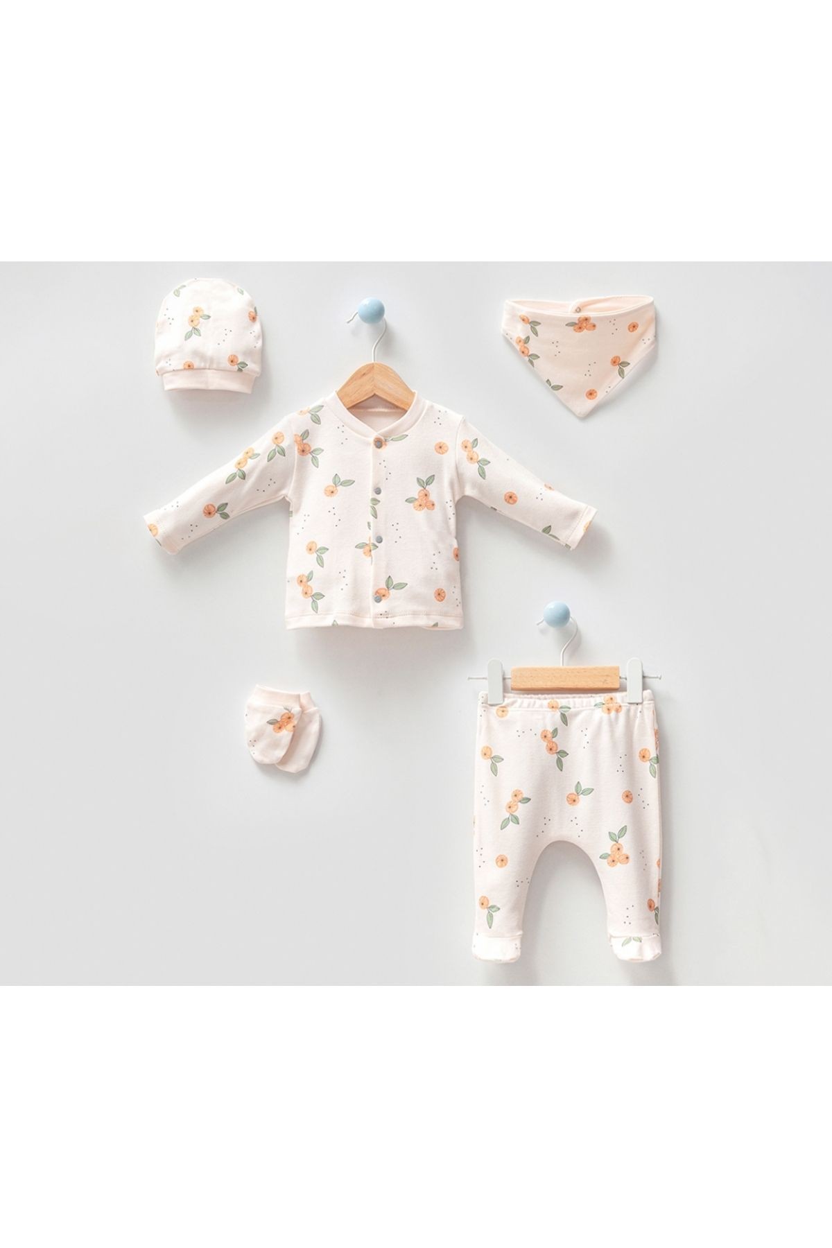 Bahar Çiçeği Yenidoğan Unisex Bebek Hastane Çıkışı 5'li Set