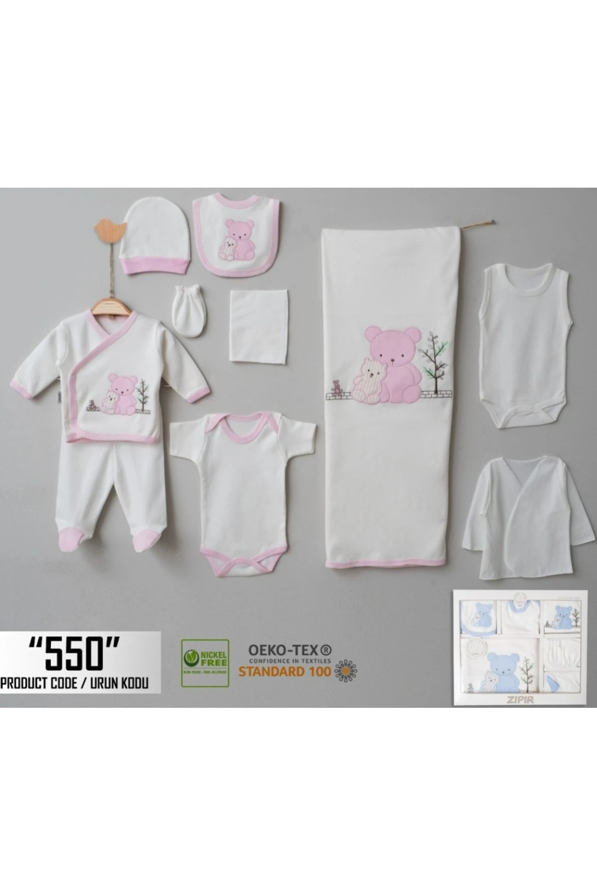 Pamuklu 10 Parça Kız Bebek Yenidoğan Hastane Çıkış Seti