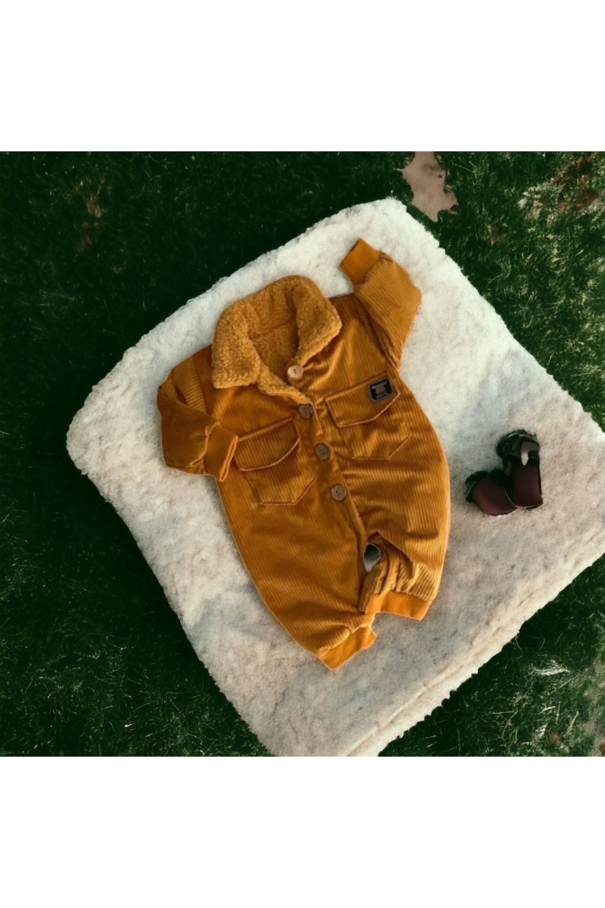 Murat Baby Welsoft içi Dışı Kadife Önden Düğmeli Tulum