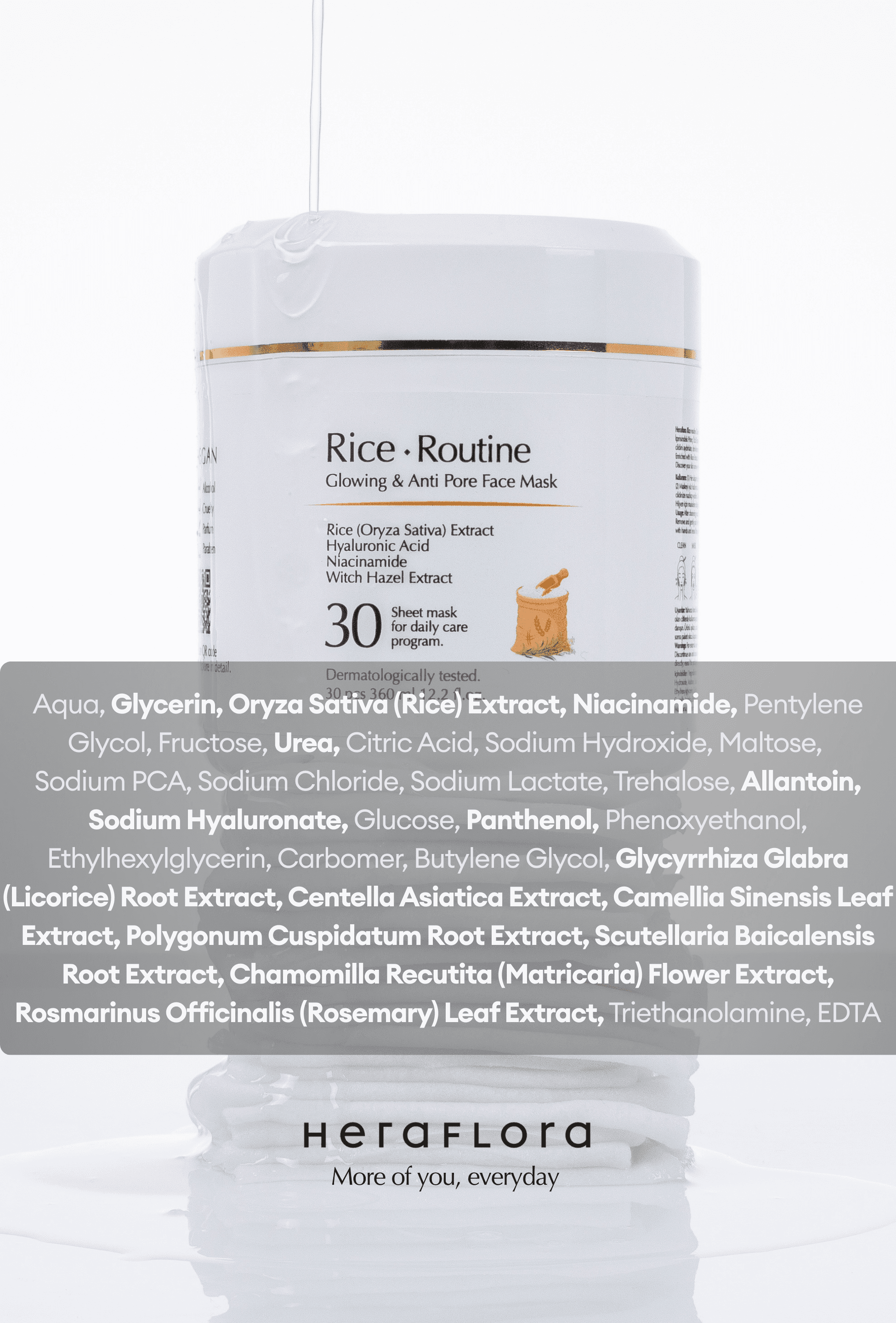 Rice Routine Pirinç Özlü Aydınlatıcı Nemlendirici ve Gözenek Sıkılaştırıcı Günlük 30'lu Kağıt Maske