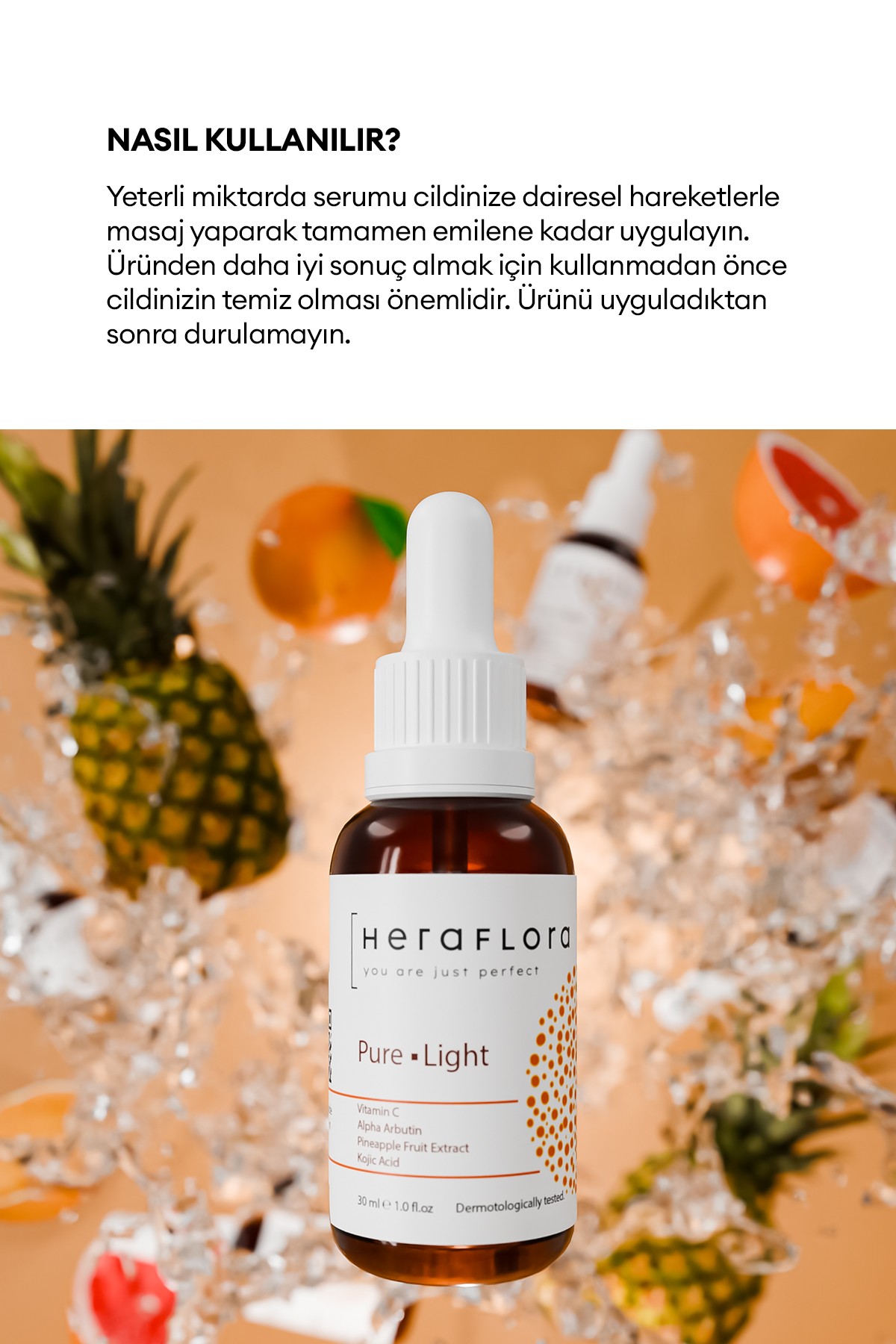 Pure Light Aydınlatıcı, Leke Karşıtı ve Renk Tonu Eşitleyici Cilt Bakım Serumu 30 Ml