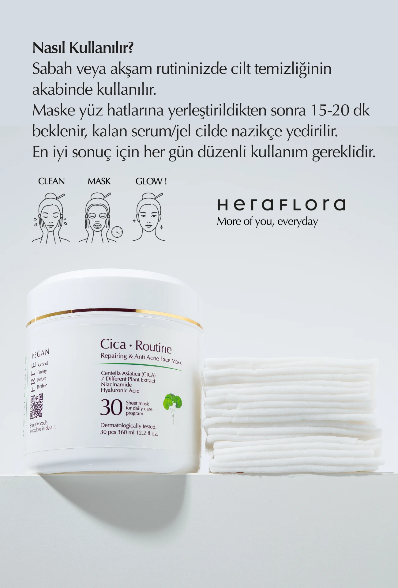  Cica Routine Yatıştırıcı, Yoğun Onarıcı ve Akne Karşıtı Günlük 30'lu Kağıt Maske