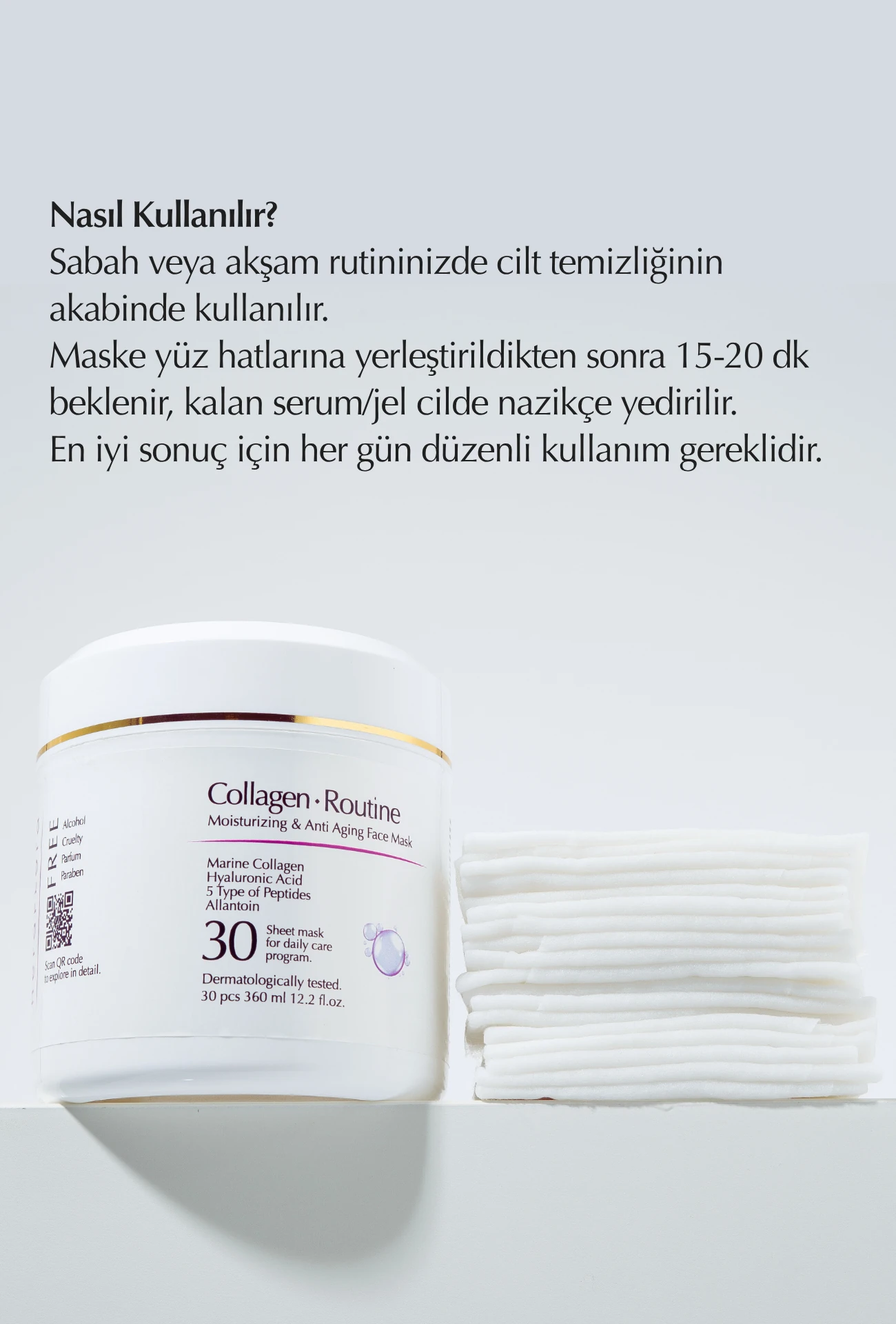 Kolajen Yaşlanma Karşıtı ve Yoğun Nemlendirici Günlük 30'lu Kağıt Maske