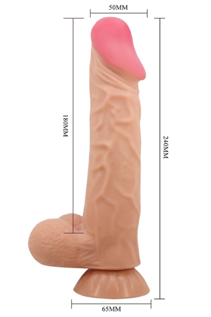 Ortan 9.4 İnç Kıkırdak Yapılı Gerçek Kayar Deri Dildo