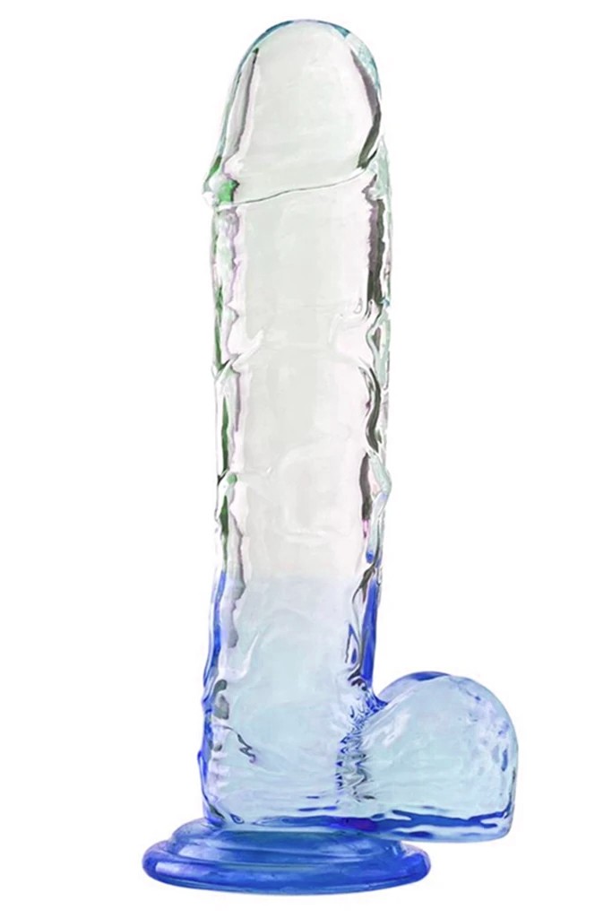 Şeffaf Mavi Renkli Jel Dildo - 20 cm