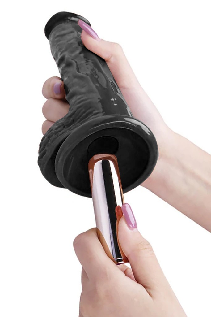 Kablosuz Titreşimli USB Şarjlı Realistik Vibratör - 21 cm - Siyah