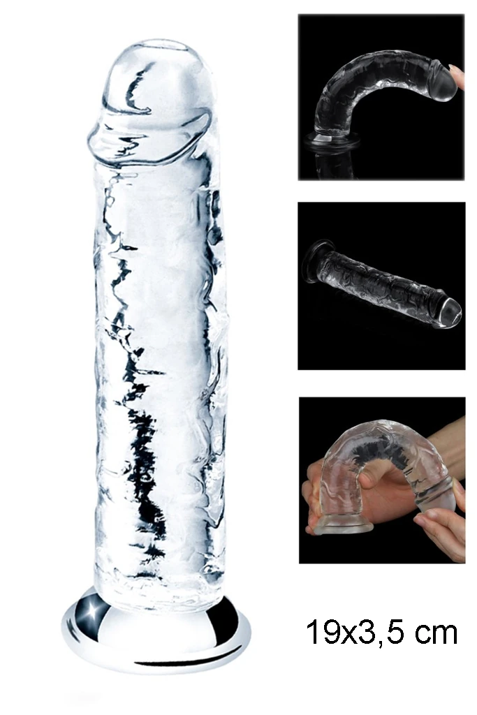 Şeffaf Vantuzlu Silikon Dildo 19 cm
