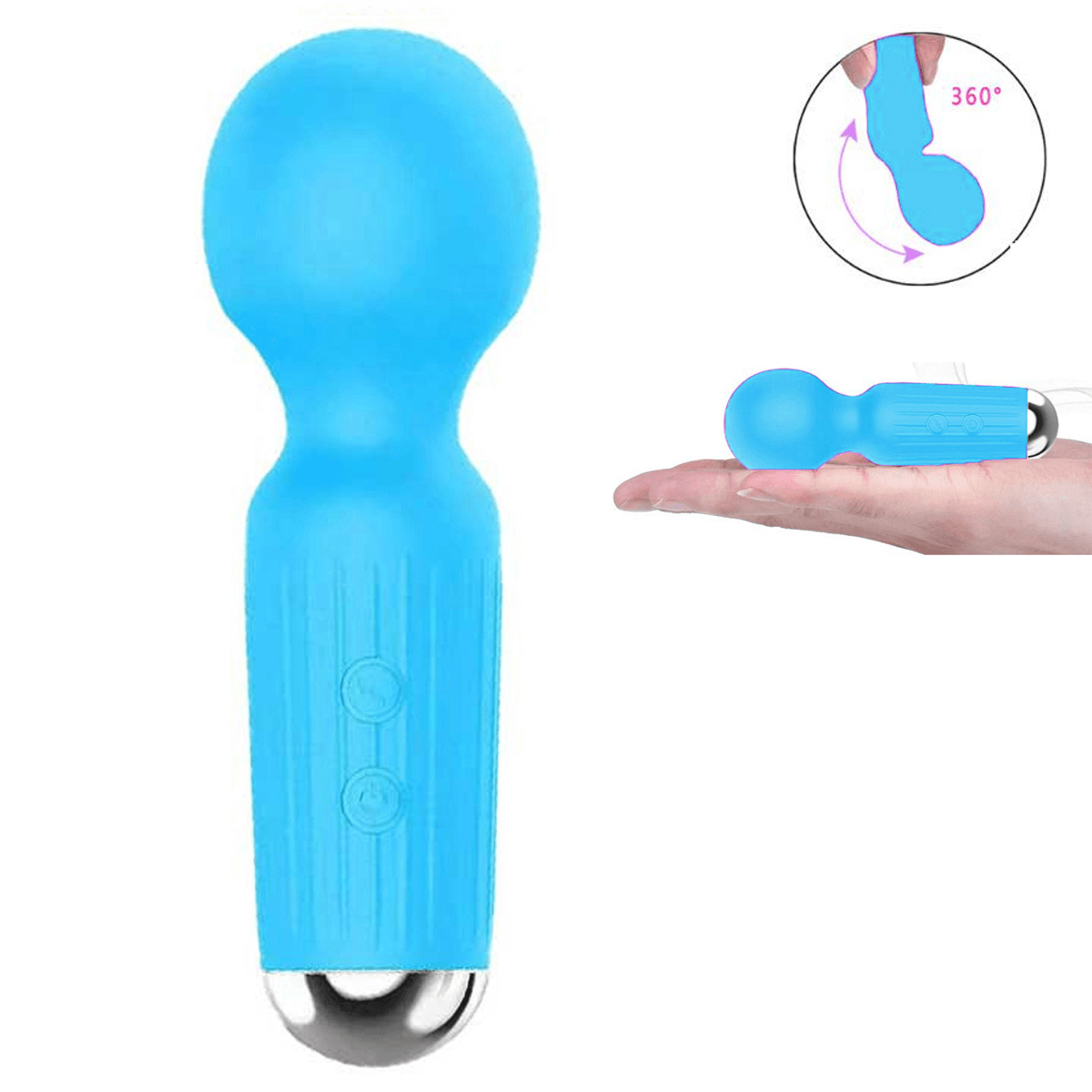 Mini Wand Şarjlı Vibratör 11cm - Mavi