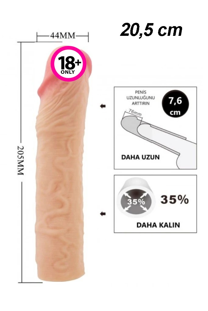 Stevenson Ten Dokulu Uzatıcı Penis Kılıfı - 20,5 cm
