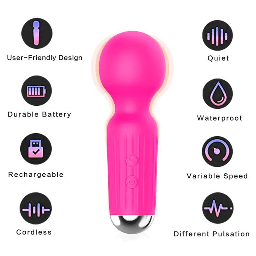 Mini Wand Şarjlı Vibratör 11cm - Pembe