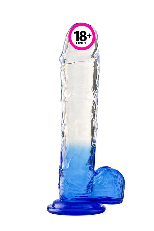 Şeffaf Mavi Renkli Jel Dildo - 17,5 cm