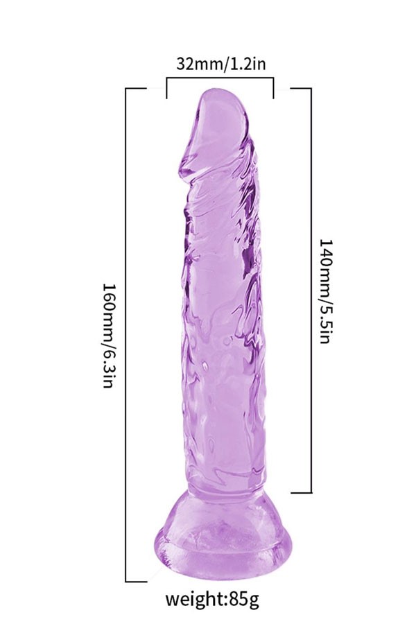 Şeffaf Silikon Dildo 14 cm - Mor